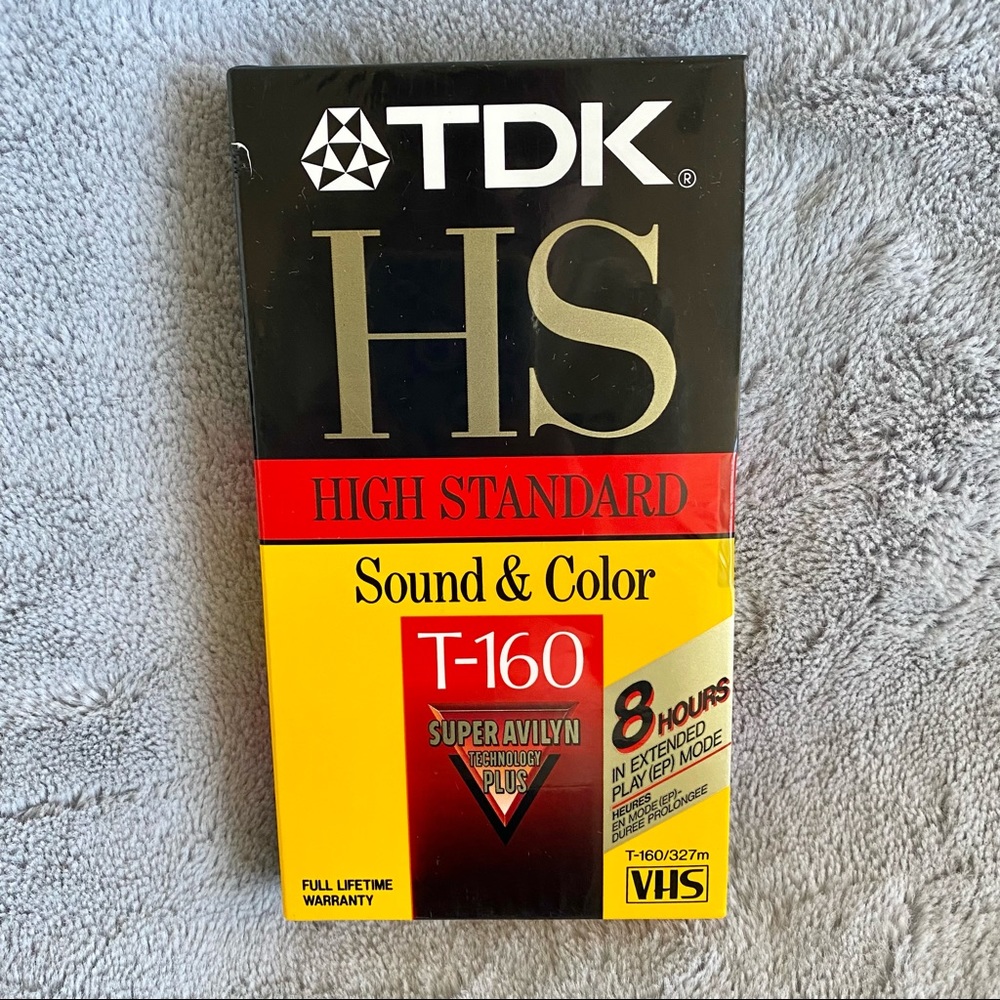 TDK HS T-160 VHS Tape 8 Hour Blank Factory Sealed New Super Avilyn Vintage VCR